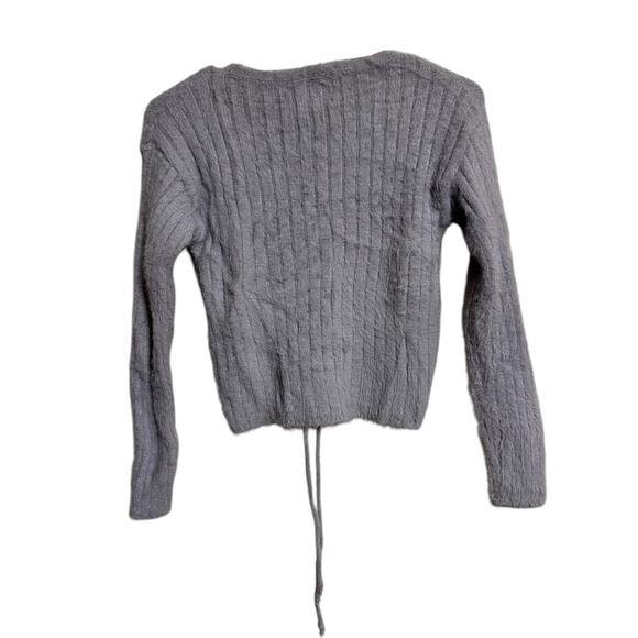 Princess Polly Cropped Sweater Wool Blend Blue Gray Size Small Medium - Picture 2 of 6